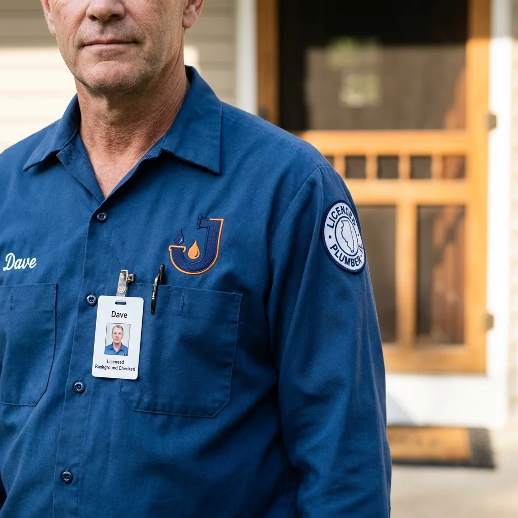 Licensed plumber showing ID badge in Cannon Beach, OR