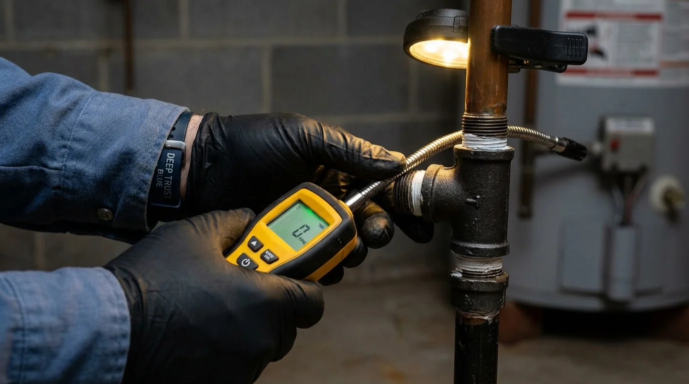 Gas leak detection with electronic sniffer by Johns Plumbing LLC in Cannon Beach