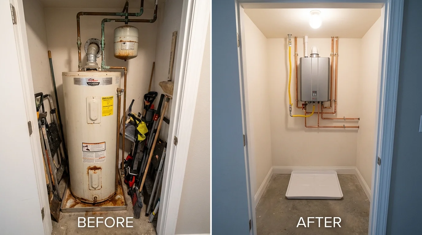 Tank water heater versus wall-mounted tankless unit comparison for Cannon Beach, OR homeowners