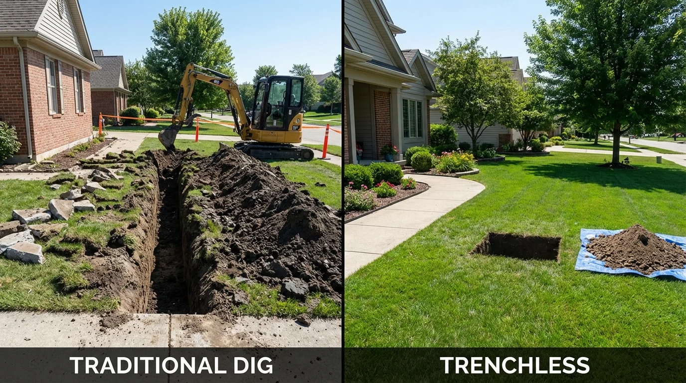 Trenchless sewer repair with minimal yard damage versus traditional excavation in Cannon Beach, OR